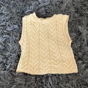 Zara Beige Cable Knit Sleeveless Top